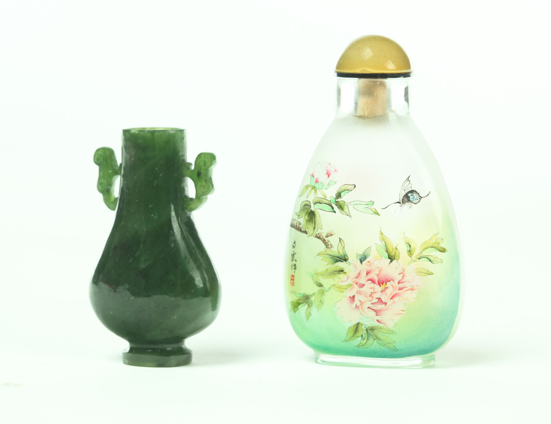 TWO SNUFF BOTTLES.  China  late