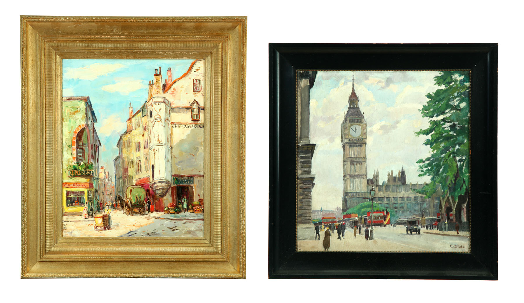 TWO PAINTINGS.  European  20th