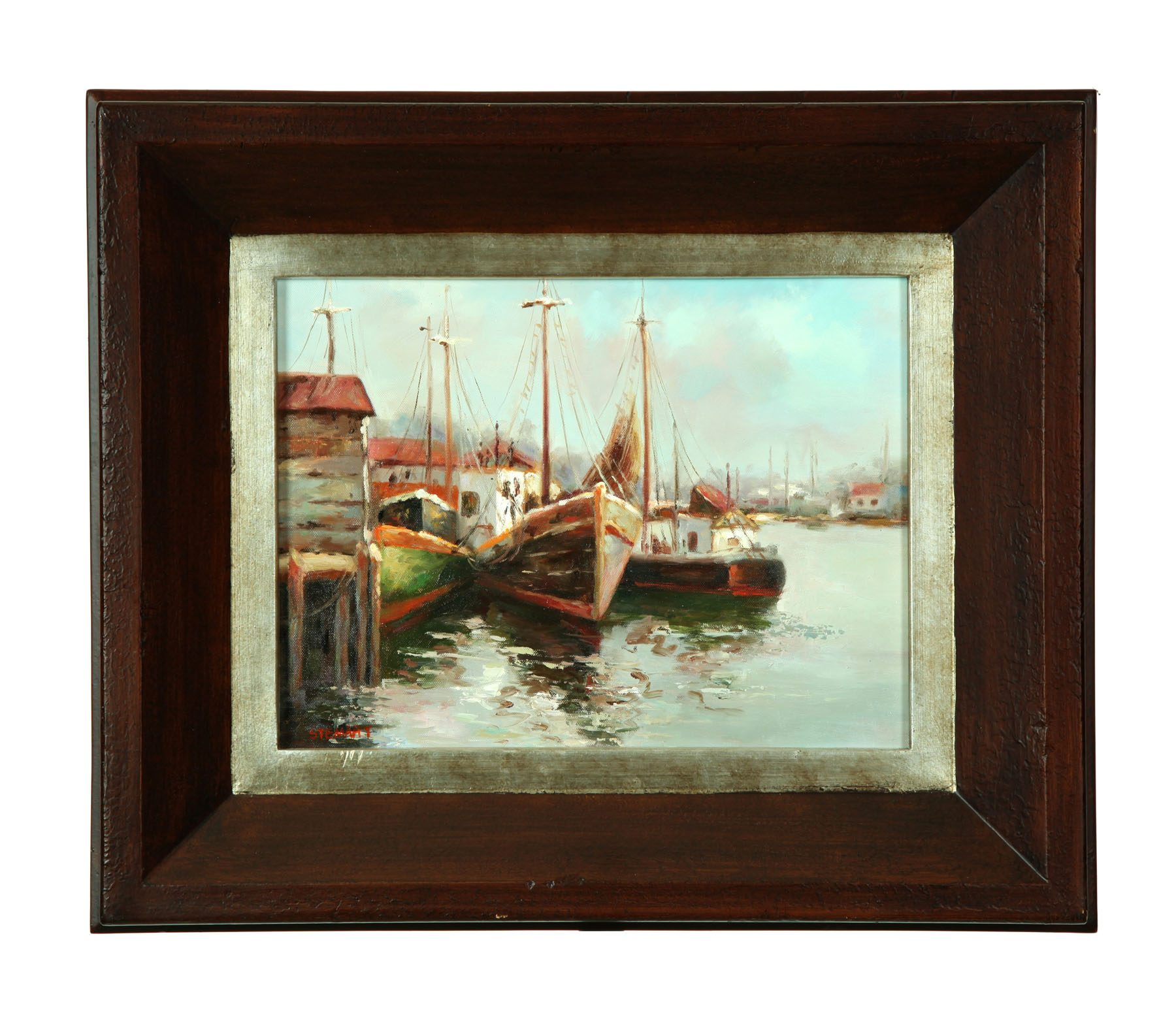 DOCK SCENE SIGNED ''STEMART'' (AMERICAN