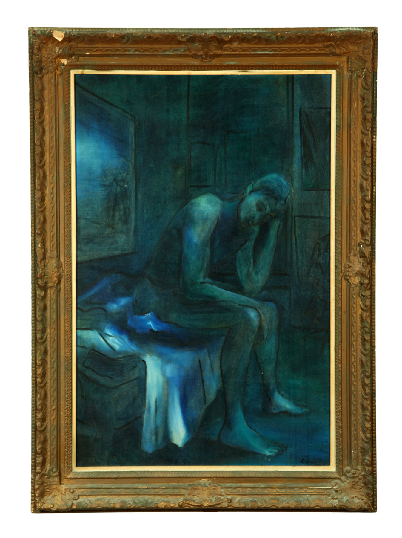 SEATED MAN SIGNED COLLADO AMERICAN 113790