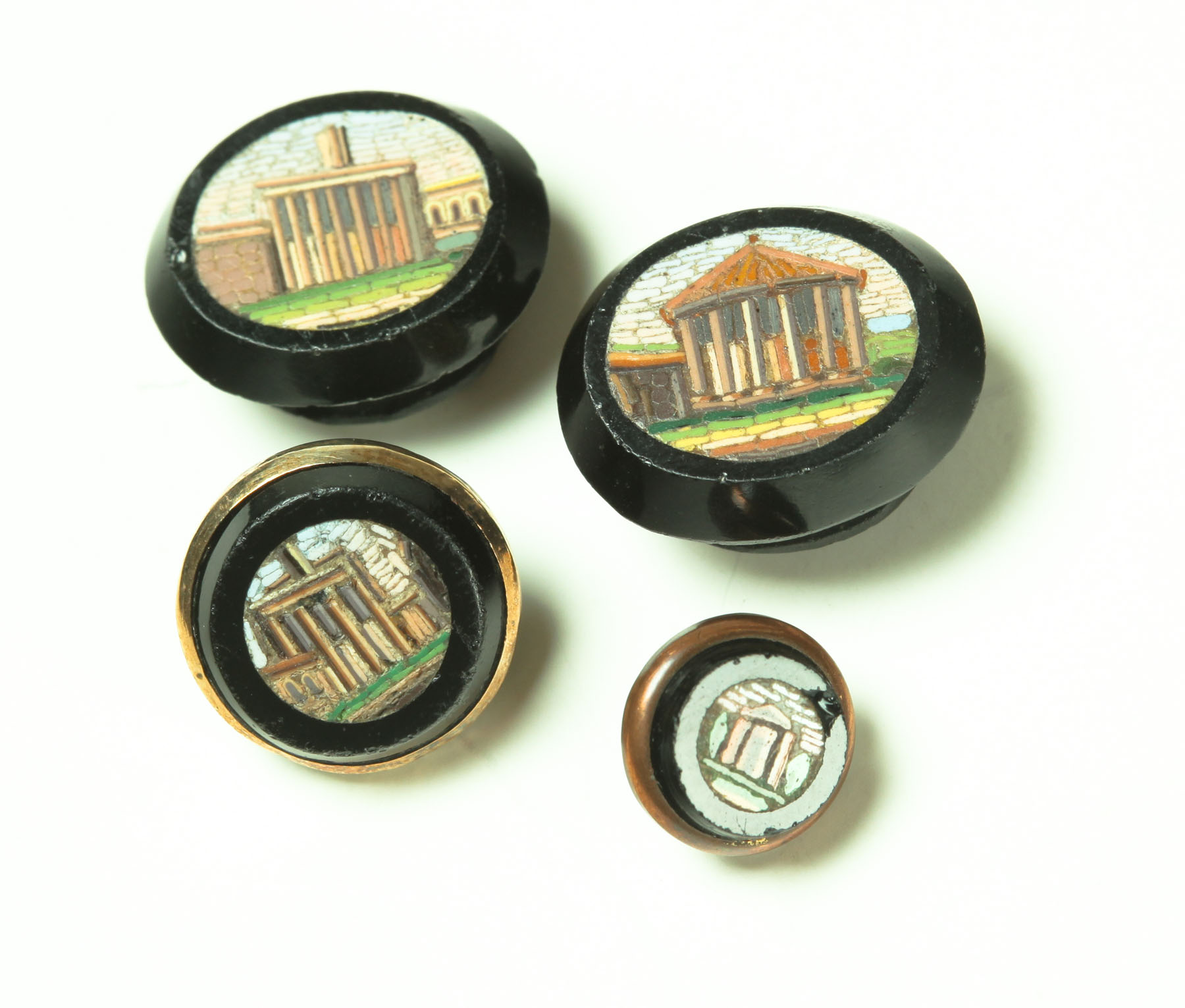 FOUR MICROMOSAIC BUTTONS.  Italy
