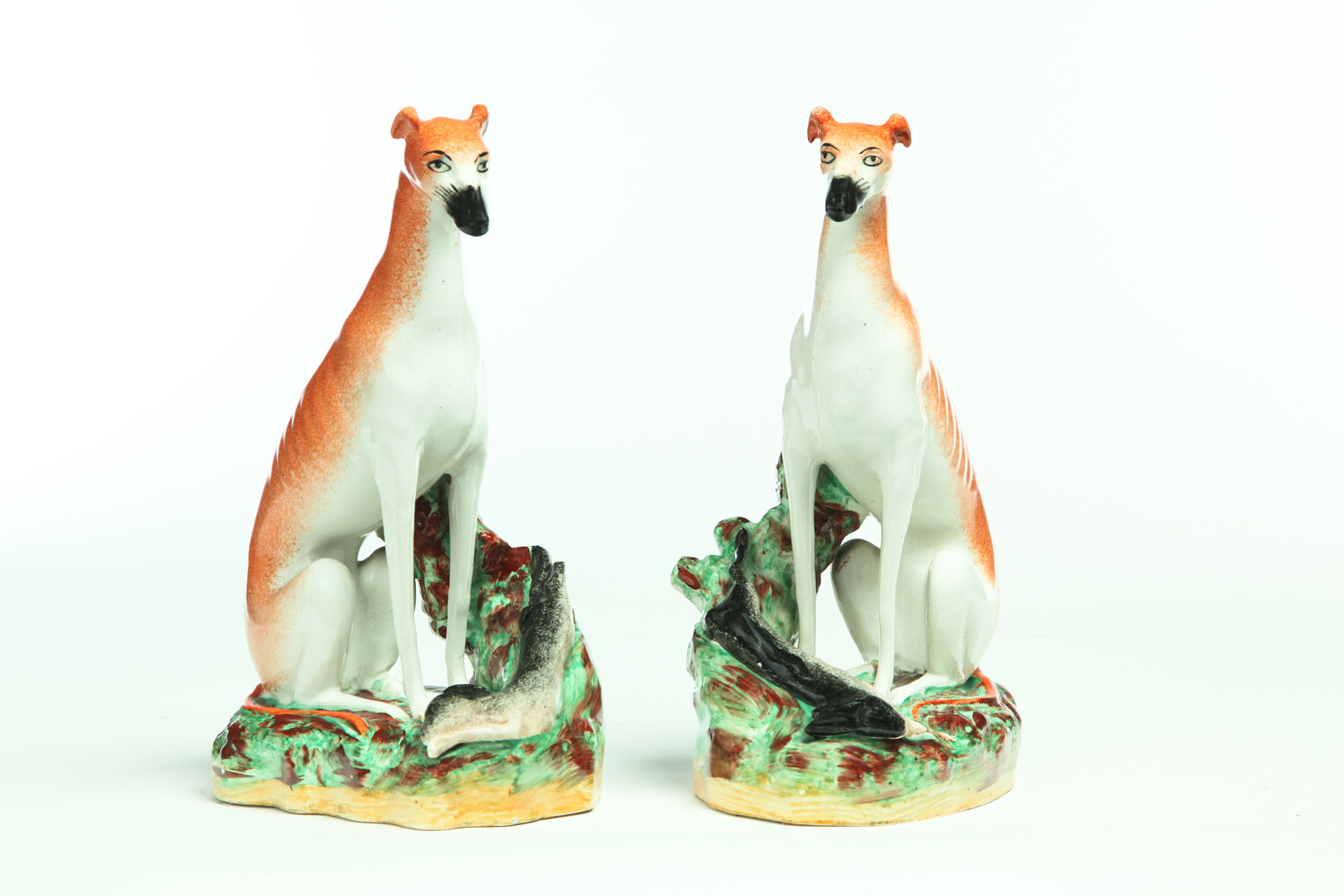 PAIR OF STAFFORDSHIRE WHIPPETS  1137cf