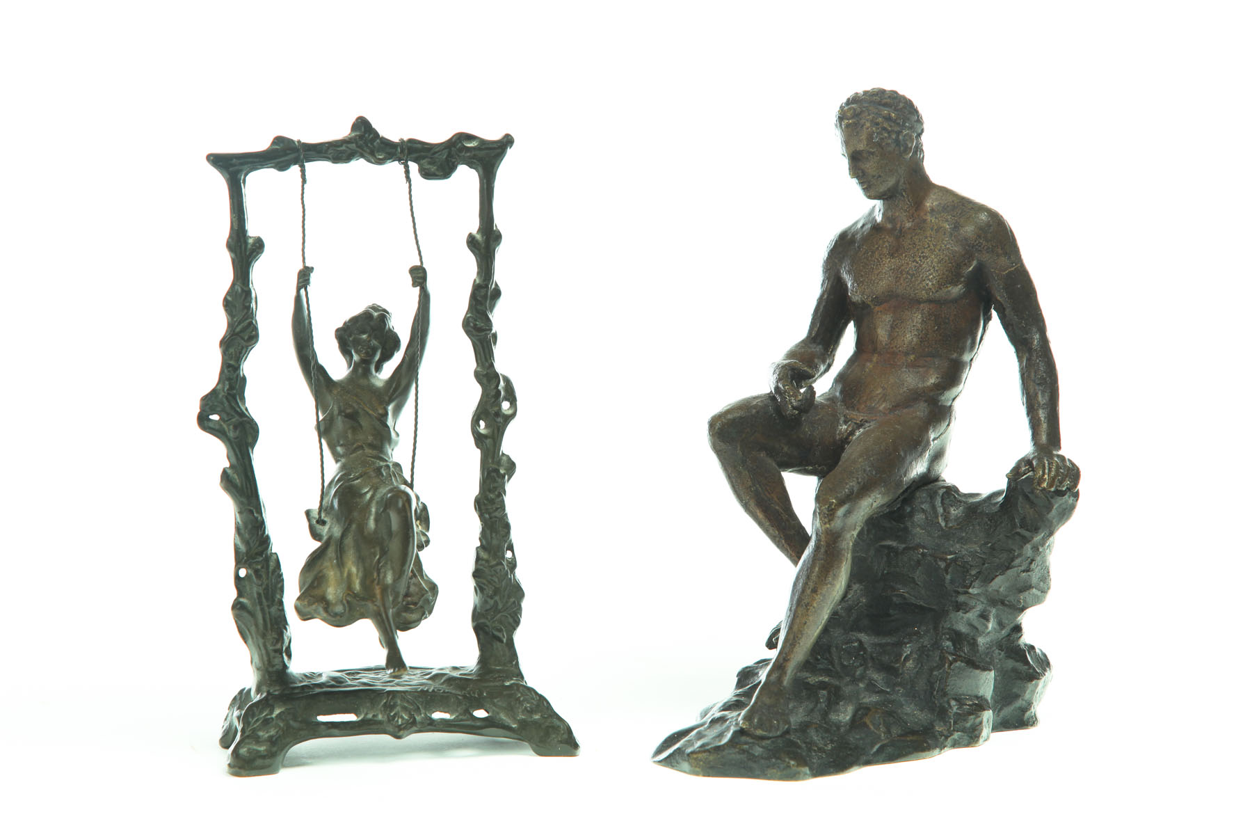 TWO BRONZE STATUES.  American or