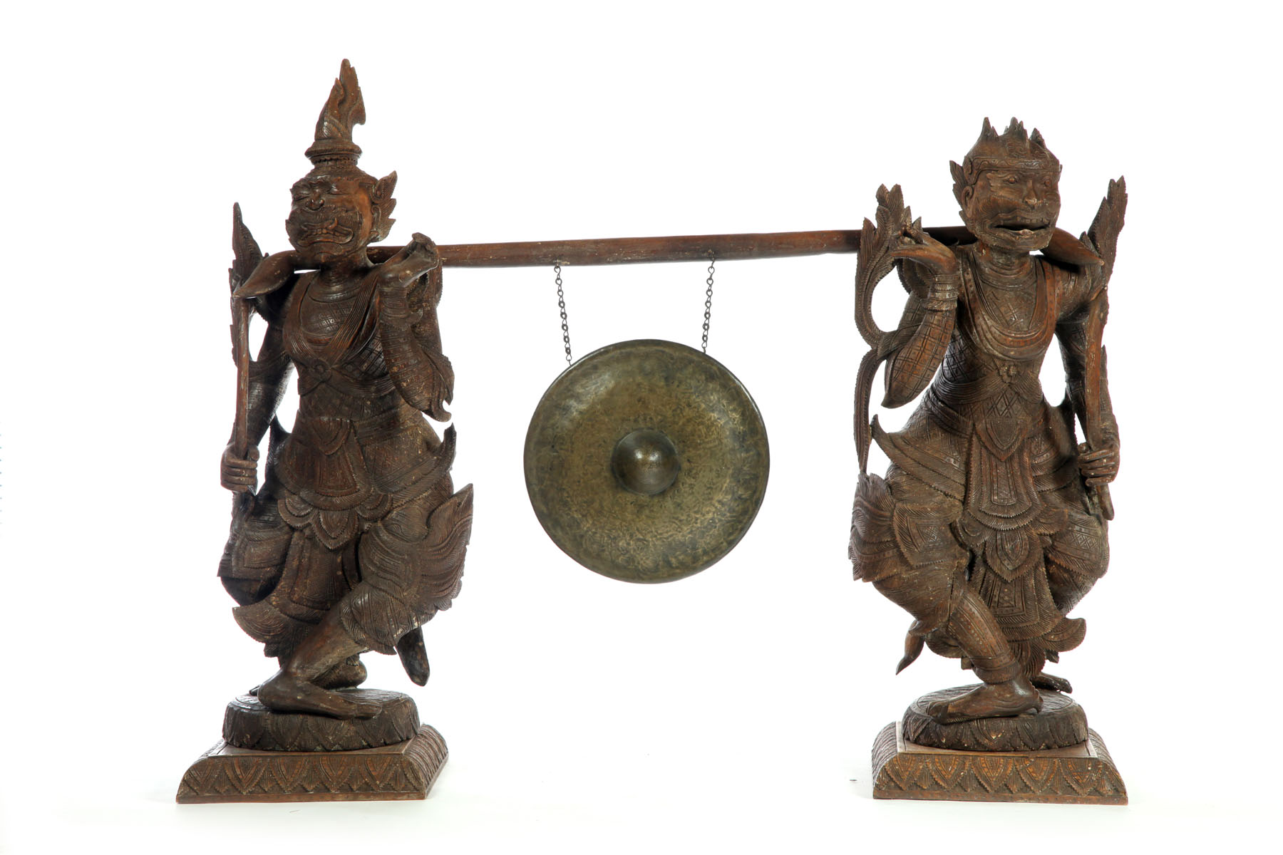 GONG IN FIGURAL STAND.  Indonesia