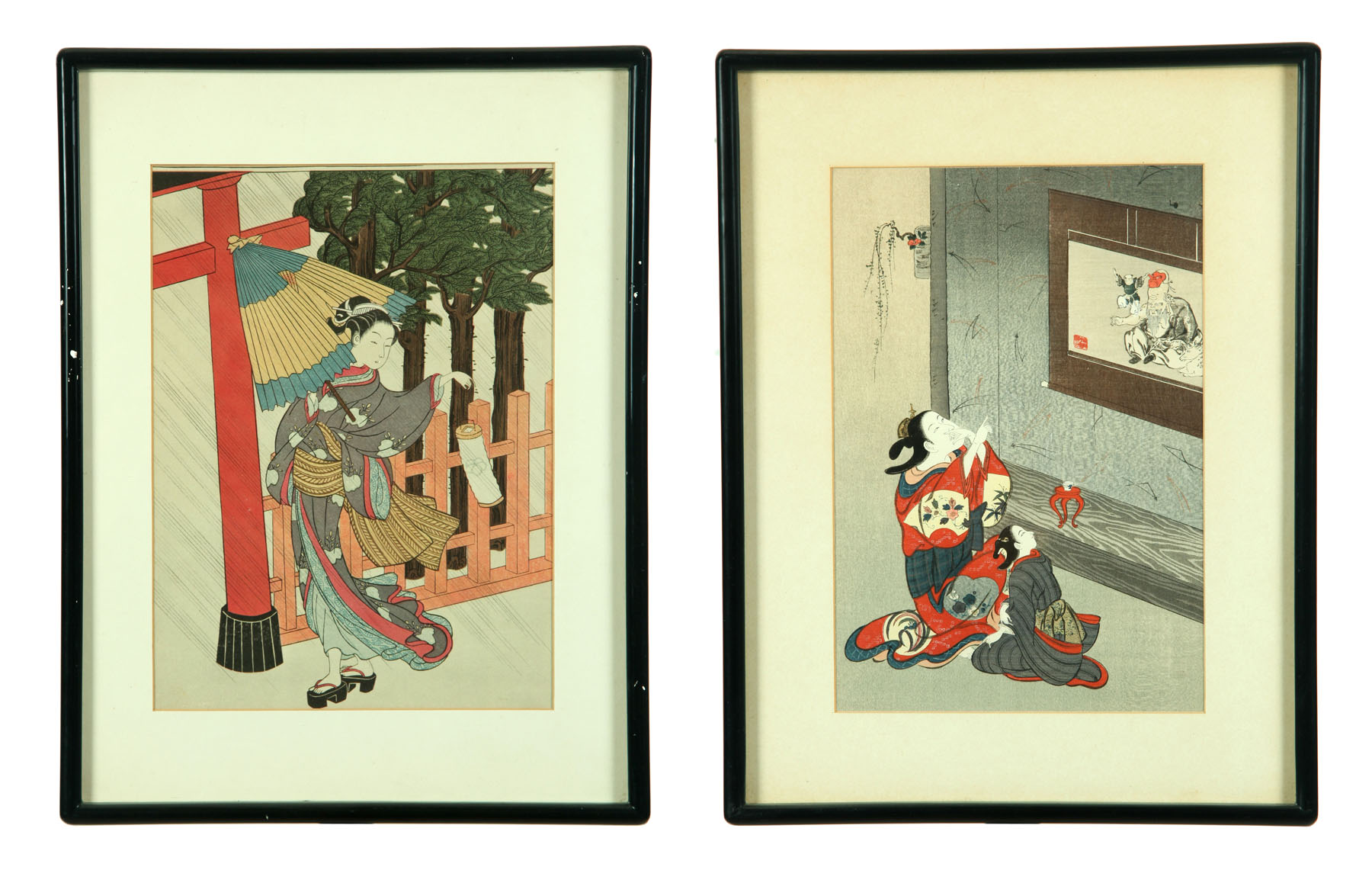 TWO WOODBLOCK PRINTS.  Japan  20th