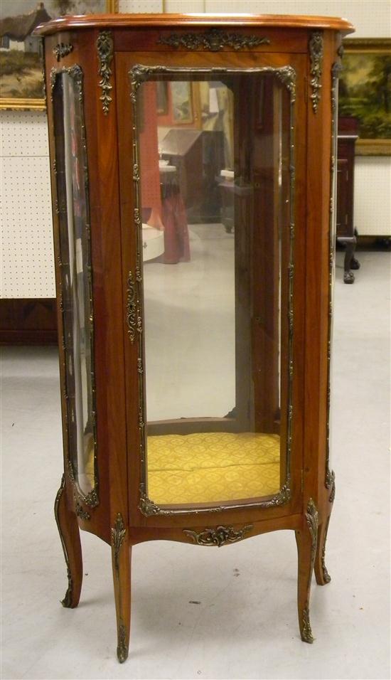 French style fruitwood and glass curio