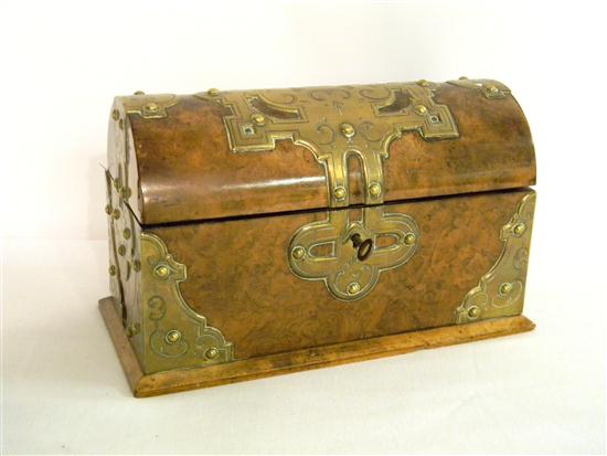 19th C. dome lid burl and brass letter