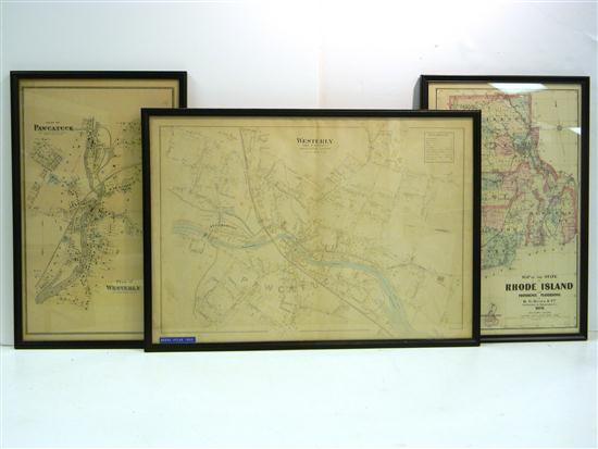 Three atlas maps featuring Rhode