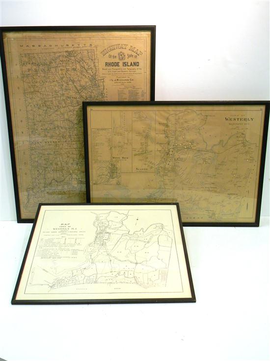 Three maps of RI: Town of Westerly