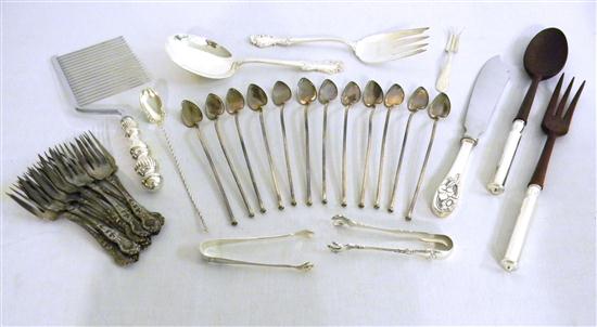 STERLING: Assorted flatware and