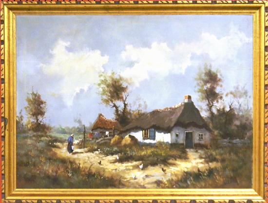 S. DeBoer  oil on canvas  cottage