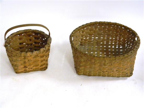 Two splint woven baskets one double 113939
