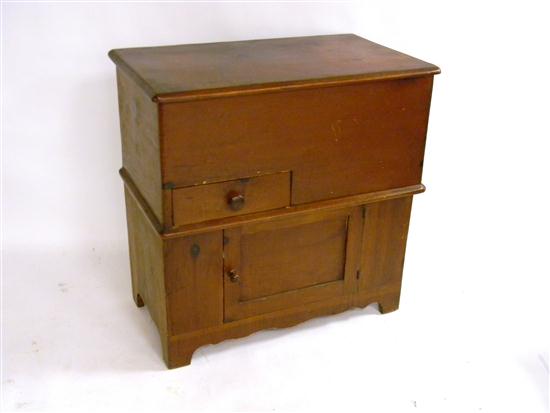 19th C pine comode hinged lid 11394b