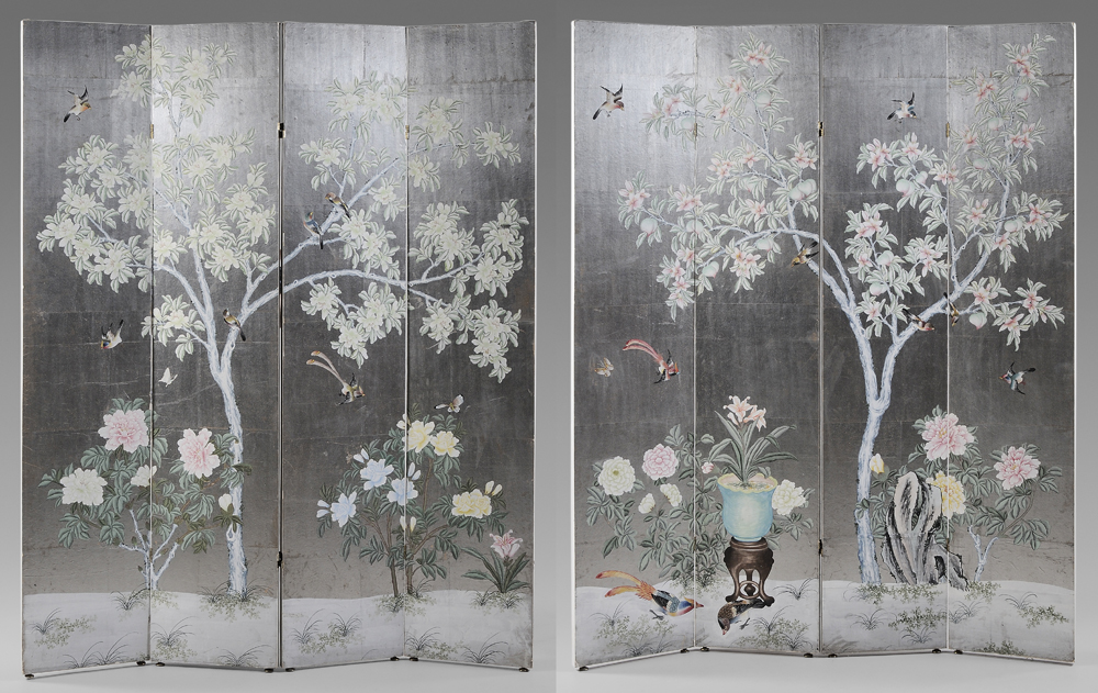 Paint-Decorated Eight-Panel Room Screen