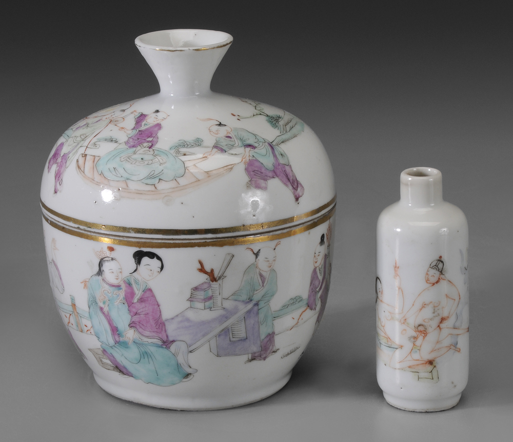 Two Pieces Chinese Porcelain, Erotic