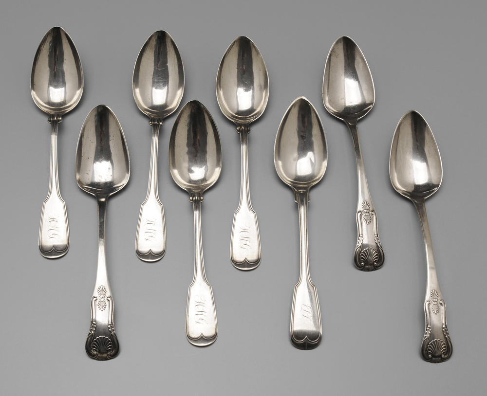 Eight Charleston Silver Serving Spoons