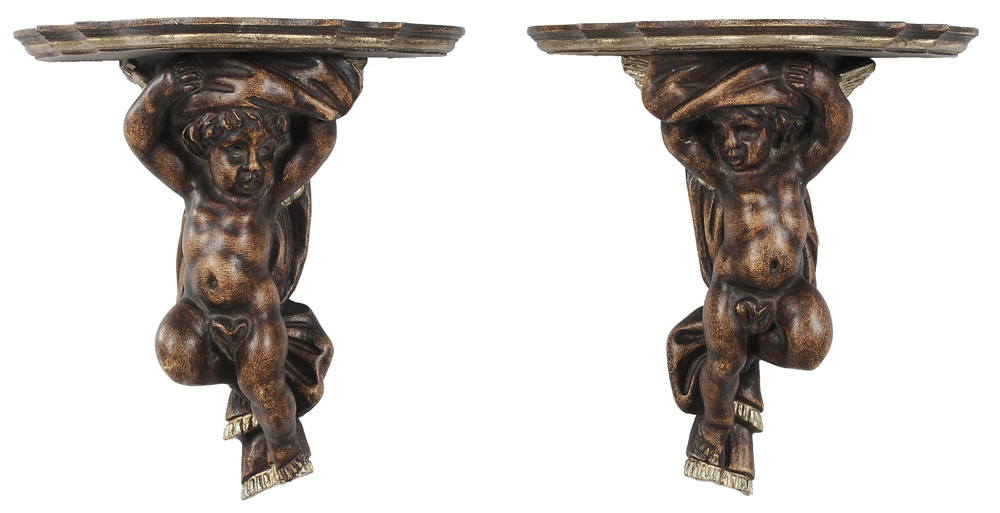 Pair Baroque Style Cherub Brackets 1139de