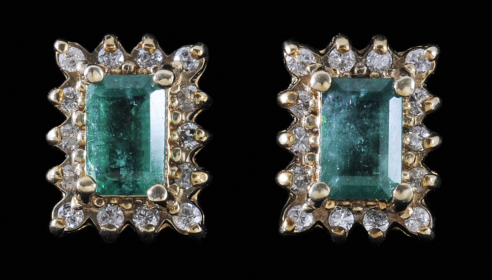 Emerald and Diamond Earrings center