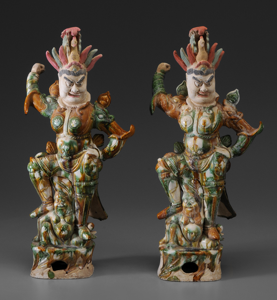 Pair Tomb Guardian Ceramic Figures 113a0d