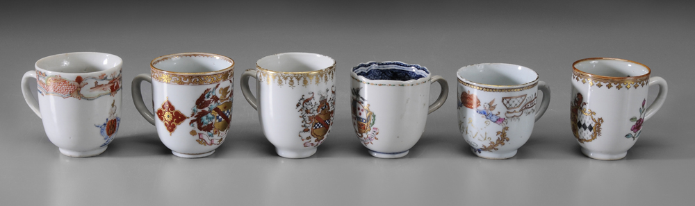 Six Armorial Export Porcelain Cups 113a35