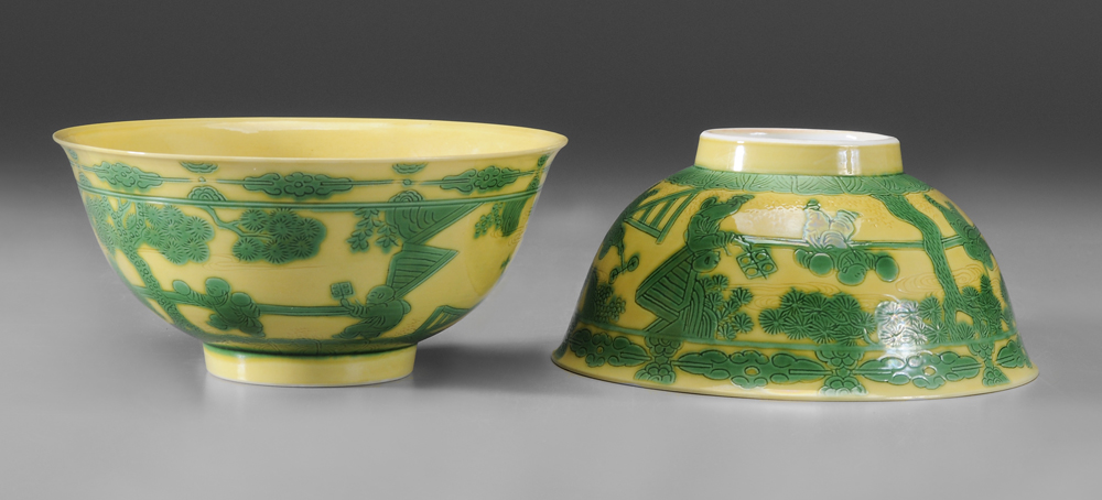 Pair "Boys" Porcelain Bowls Chinese,