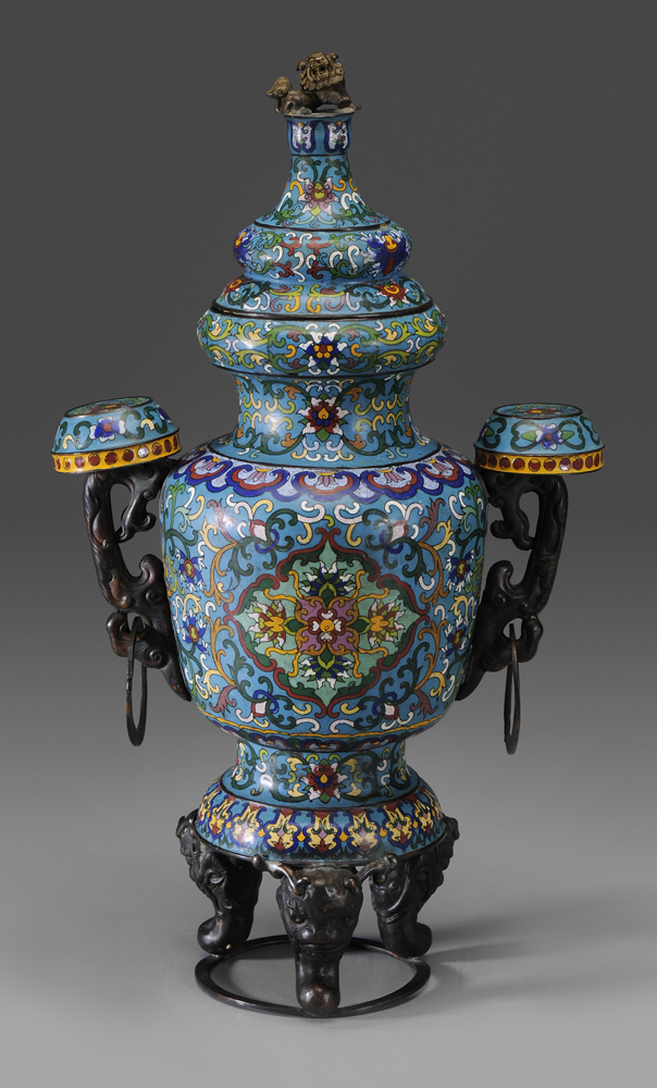 Lidded Cloisonné Urn Chinese, 19th