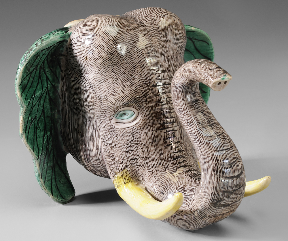 Porcelain Elephant Head Model Chinese,