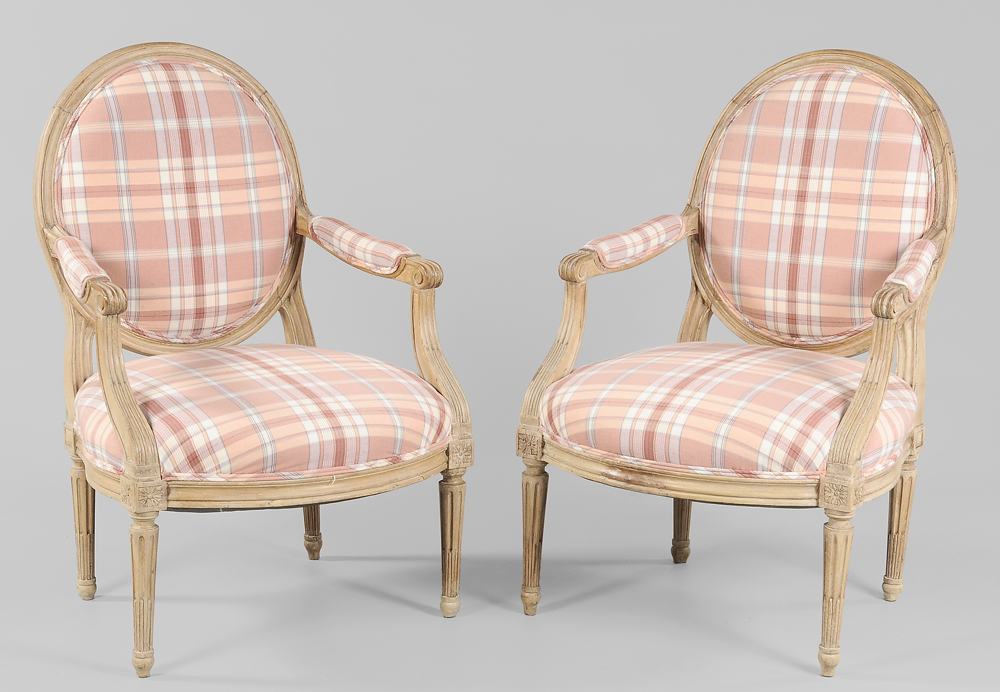 Pair Louis XVI Style Beechwood 113b3e