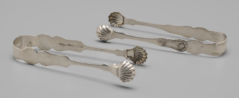 Two Georgia Coin Silver Sugar Tongs