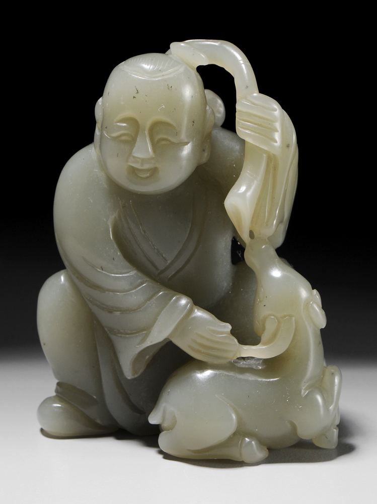 Celadon Jade Figure Chinese Qing 113bcd