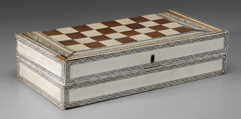 Finely Inlaid Ivory Game Board and Box