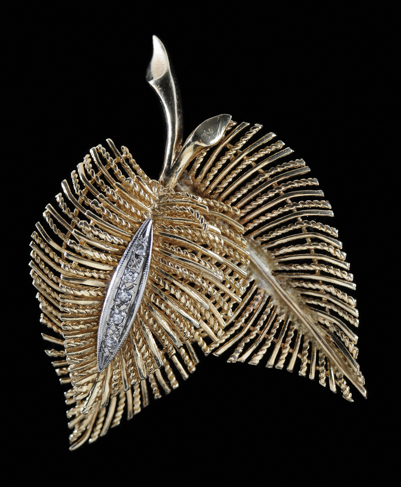 Gold Leaf Brooch five single-cut