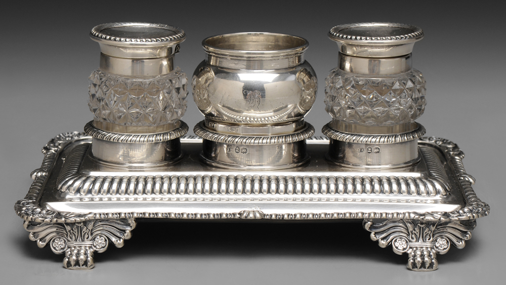 English Silver Ink Stand London  113c4a