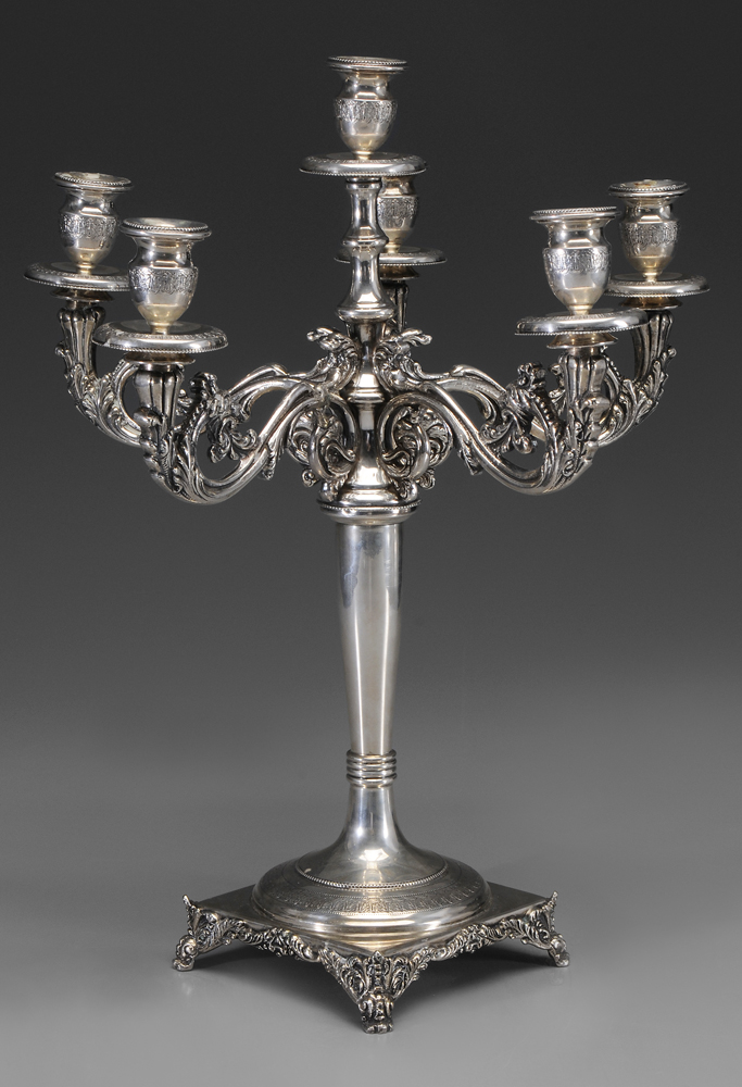 Continental Silver Six-Cup Candelabra