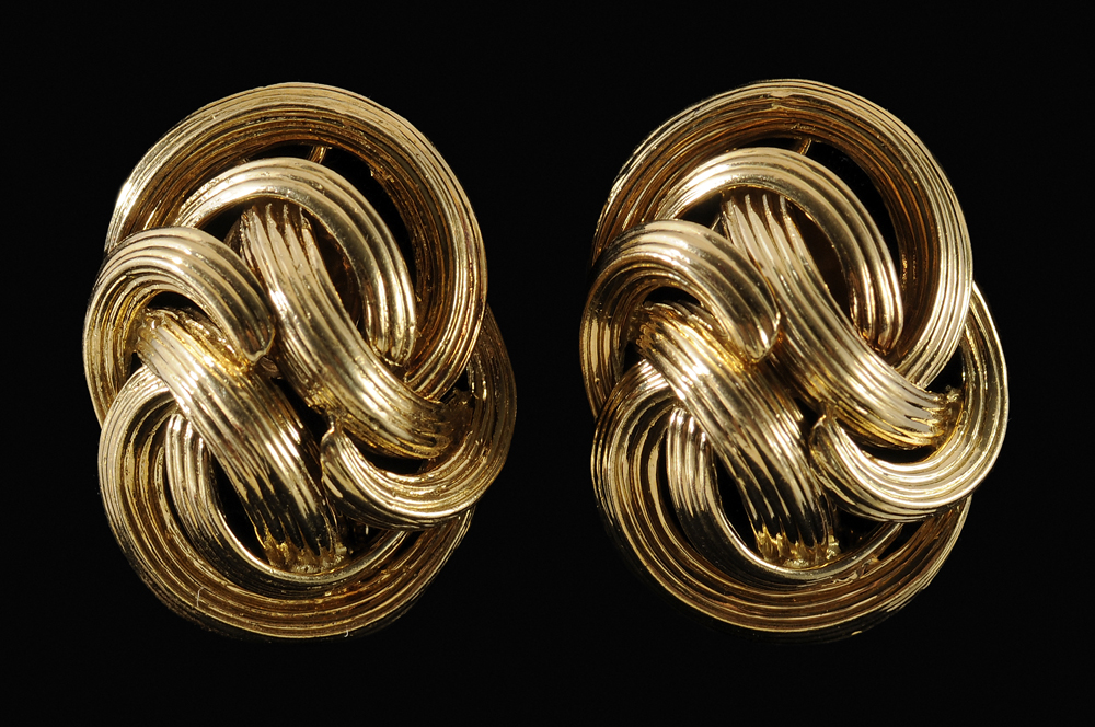 Pair Tiffany Gold Earrings woven 113ce9