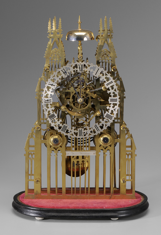 Brass Cathedral Skeleton Clock