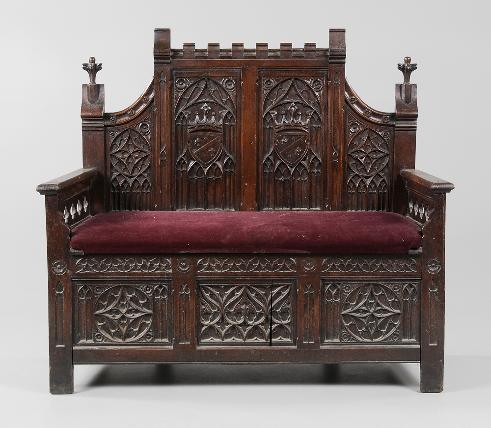 Gothic Style Carved Bench Belgian,