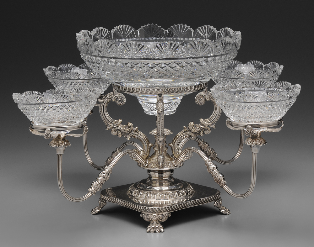 Silver Plate and Glass Epergne 113d43