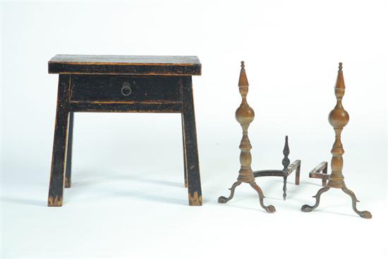 ANDIRONS AND STAND Pair of brass 111716