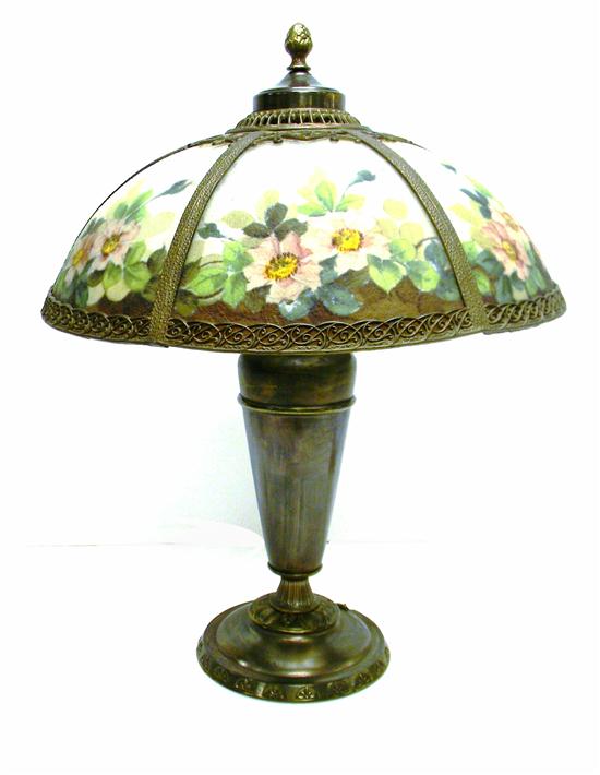 Table lamp with domed six-sided