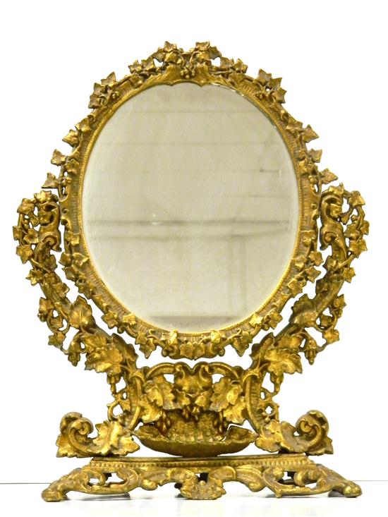 19th C. vanity mirror  gilded cast