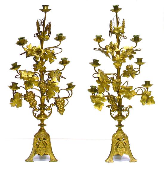 Pair of gilded metal candelabra 11175d