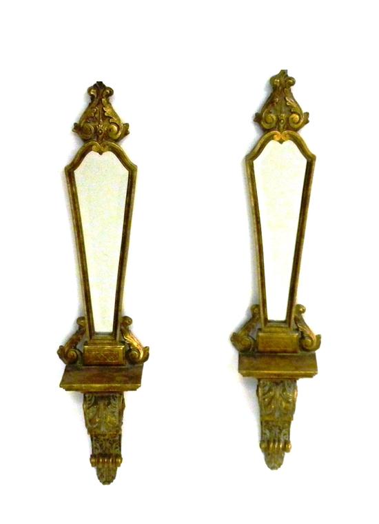 Pair of gilded wall brackets with