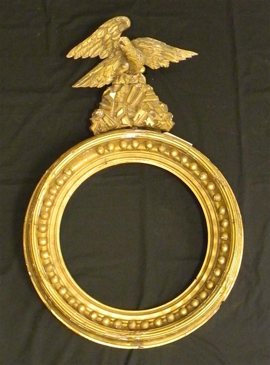 Round gilded Federal mirror frame