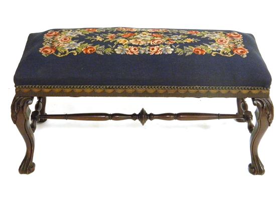 Chippendale style bench with needlepoint 1117a1