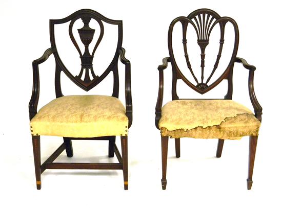 Two Federal style shield back armchairs