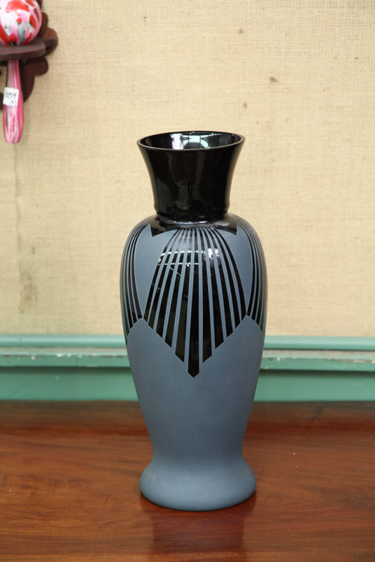 TALL ART GLASS VASE. Cameo glass