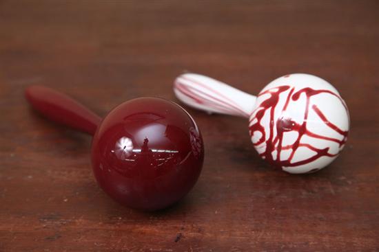 TWO DARNERS. Solid maroon and white