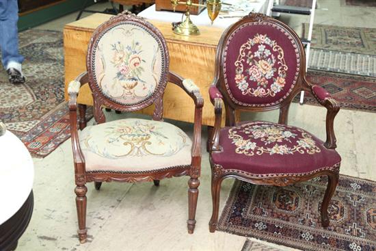 TWO ARMCHAIRS Similar French style 111c28