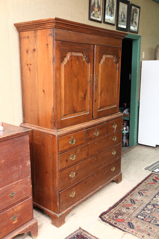 LINEN PRESS. Two piece pine press